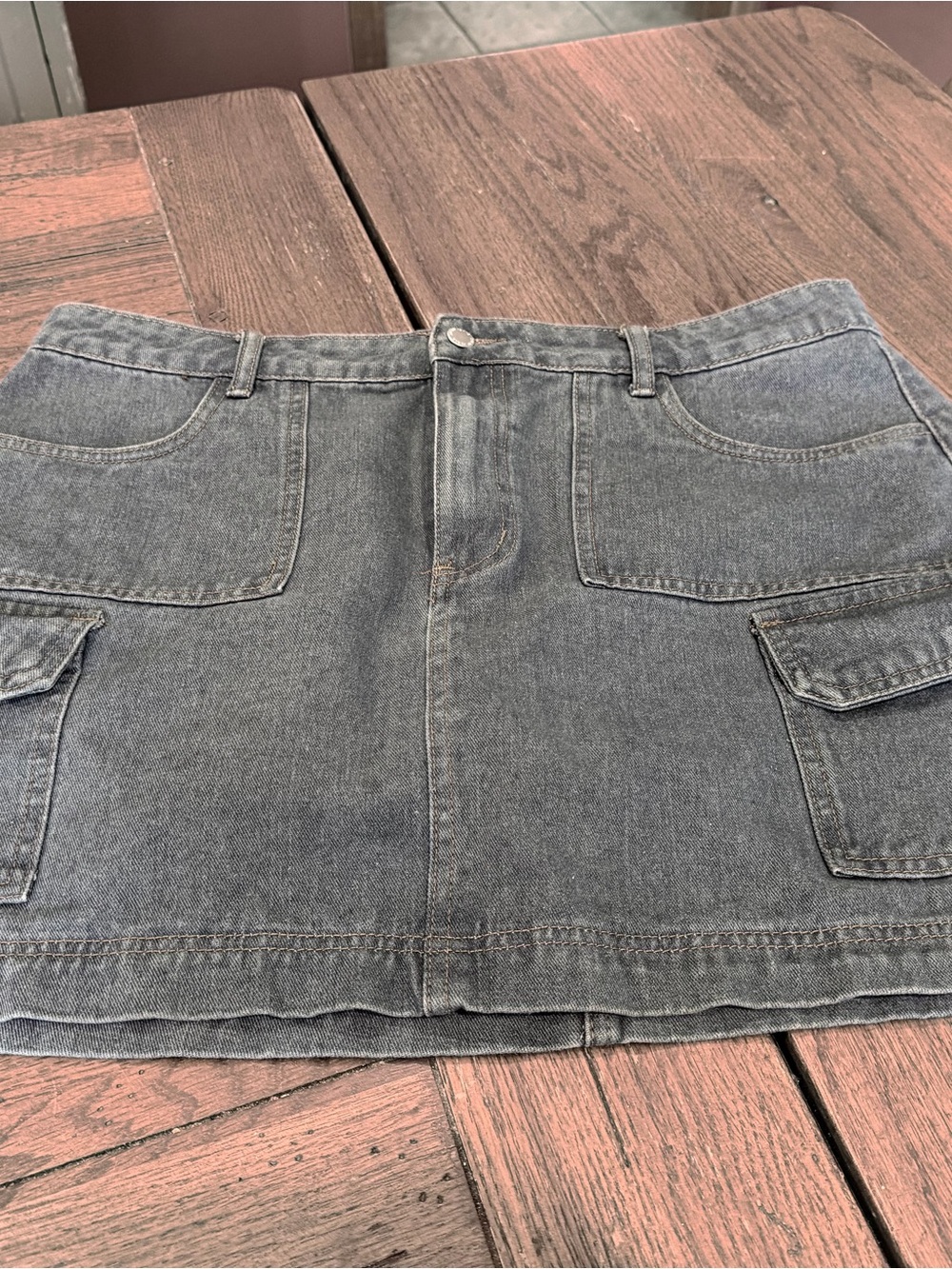 SHEIN Blue Denim Cargo Mini Skirt